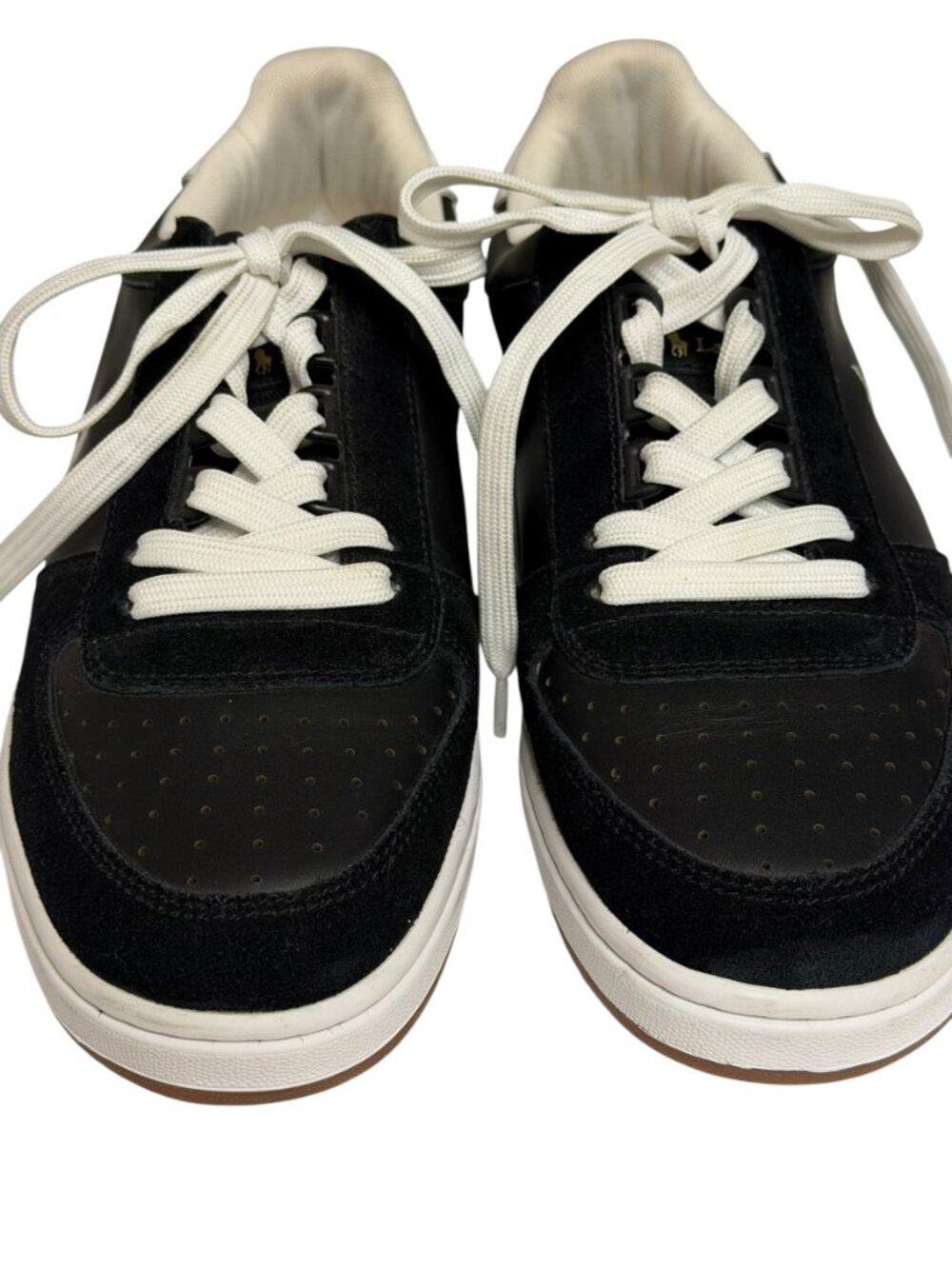 Polo Ralph Lauren Mens Court Sneakers Shoes Leather Suede Black 10 - Picture 5 of 10